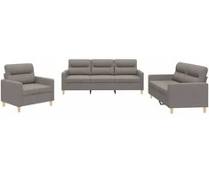 Sofa Sofos komplektas su pagalvėlėmis, 3 dalių, taupe, audinys