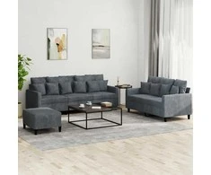 Sofa Sofos komplektas su pagalvėlėmis, 3 dalių, pilkas, aksomas