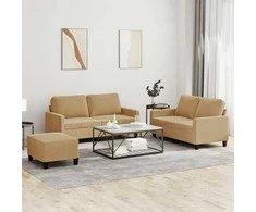 Sofa Sofos komplektas su pagalvėlėmis, 3 dalių, rudas, aksomas
