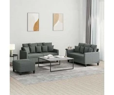 Sofa Sofos komplektas su pagalvėlėmis, 3 dalių, pilkas, audinys