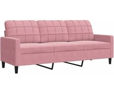 Sofa Sofos komplektas su pagalvėlėmis, 3 dalių, rožinis, aksomas