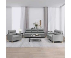 Sofa Sofos komplektas su pagalvėlėmis, 3 dalių, pilkas, audinys