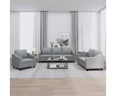 Sofa Sofos komplektas su pagalvėlėmis, 3 dalių, pilkas, audinys