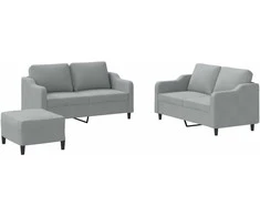 Sofa Sofos komplektas su pagalvėlėmis, 3 dalių, pilkas, audinys