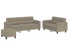 Sofa Sofos komplektas su pagalvėlėmis, 3 dalių, taupe, audinys