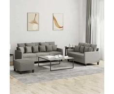 Sofa Sofos komplektas su pagalvėlėmis, 3 dalių, taupe, audinys