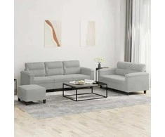 Sofa Sofos komplektas su pagalvėlėmis, 3 dalių, pilkas, audinys