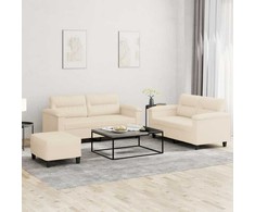 Sofa Sofos komplektas su pagalvėlėmis, 3 dalių, smėlio, audinys