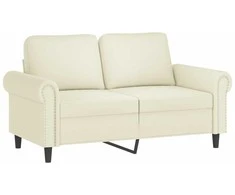 Sofa Sofos komplektas su pagalvėlėmis, 3 dalių, kreminis, aksomas