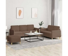 Sofa Sofos komplektas su pagalvėlėmis, 3 dalių, rudas, audinys