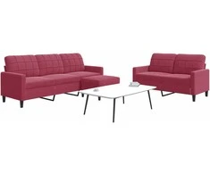 Sofa Sofos komplektas su pagalvėlėmis, 3 dalių, vyno, aksomas