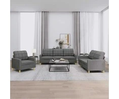 Sofa Sofos komplektas su pagalvėlėmis, 3 dalių, pilkas, audinys