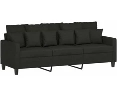 Sofa Sofos komplektas su pagalvėlėmis, 3 dalių, juodas, audinys