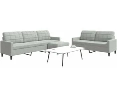 Sofa Sofos komplektas su pagalvėlėmis, 3 dalių, pilkas, aksomas