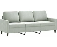 Sofa Sofos komplektas su pagalvėlėmis, 3 dalių, pilkas, aksomas