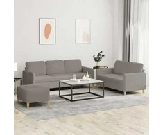 Sofa Sofos komplektas su pagalvėlėmis, 3 dalių, taupe, audinys