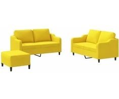 Sofa Sofos komplektas su pagalvėlėmis, 3 dalių, geltonas, audinys