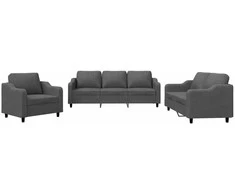 Sofa Sofos komplektas su pagalvėlėmis, 3 dalių, pilkas, audinys