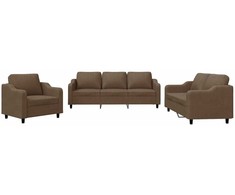 Sofa Sofos komplektas su pagalvėlėmis, 3 dalių, rudas, audinys