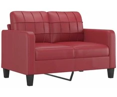 Sofa Sofos komplektas su pagalvėlėmis, 3 dalių, vyno, dirbtinė oda