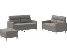 Sofa Sofos komplektas su pagalvėlėmis, 3 dalių, taupe, audinys