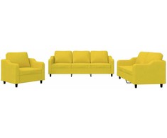 Sofa Sofos komplektas su pagalvėlėmis, 3 dalių, geltonas, audinys