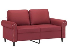 Sofa Sofos komplektas su pagalvėlėmis, 3 dalių, vyno, dirbtinė oda
