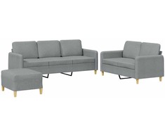 Sofa Sofos komplektas su pagalvėlėmis, 3 dalių, pilkas, audinys