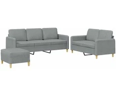 Sofa Sofos komplektas su pagalvėlėmis, 3 dalių, pilkas, audinys