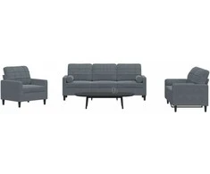 Sofa Sofos komplektas su pagalvėlėmis, 3 dalių, pilkas, aksomas