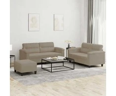 Sofa Sofos komplektas su pagalvėlėmis, 3 dalių, taupe, audinys