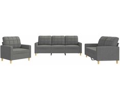 Sofa Sofos komplektas su pagalvėlėmis, 3 dalių, pilkas, audinys