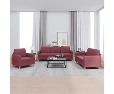 Sofa Sofos komplektas su pagalvėlėmis, 3 dalių, vyno, audinys