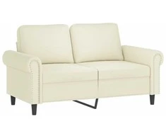 Sofa Sofos komplektas su pagalvėlėmis, 3 dalių, kreminis, aksomas