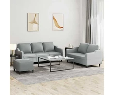 Sofa Sofos komplektas su pagalvėlėmis, 3 dalių, pilkas, audinys
