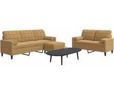 Sofa Sofos komplektas su pagalvėlėmis, 3 dalių, rudas, aksomas