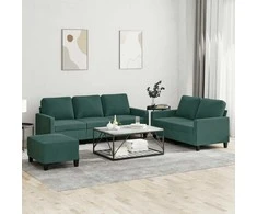 Sofa Sofos komplektas su pagalvėlėmis, 3 dalių, žalias, aksomas