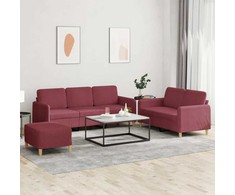 Sofa Sofos komplektas su pagalvėlėmis, 3 dalių, vyno, audinys