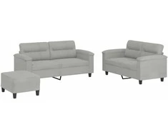 Sofa Sofos komplektas su pagalvėlėmis, 3 dalių, pilkas, audinys