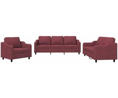 Sofa Sofos komplektas su pagalvėlėmis, 3 dalių, vyno, audinys