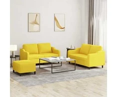 Sofa Sofos komplektas su pagalvėlėmis, 3 dalių, geltonas, audinys