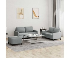 Sofa Sofos komplektas su pagalvėlėmis, 3 dalių, pilkas, audinys