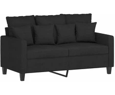 Sofa Sofos komplektas su pagalvėlėmis, 3 dalių, juodas, audinys