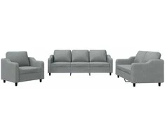 Sofa Sofos komplektas su pagalvėlėmis, 3 dalių, pilkas, audinys