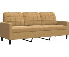 Sofa Sofos komplektas su pagalvėlėmis, 3 dalių, rudas, aksomas