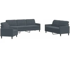 Sofa Sofos komplektas su pagalvėlėmis, 3 dalių, pilkas, aksomas