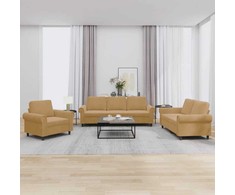 Sofa Sofos komplektas su pagalvėlėmis, 3 dalių, rudas, aksomas
