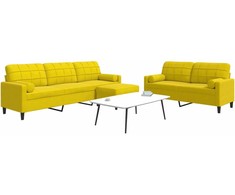 Sofa Sofos komplektas su pagalvėlėmis, 3 dalių, geltonas, aksomas