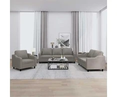 Sofa Sofos komplektas su pagalvėlėmis, 3 dalių, taupe, audinys