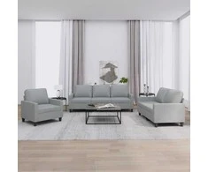 Sofa Sofos komplektas su pagalvėlėmis, 3 dalių, pilkas, audinys